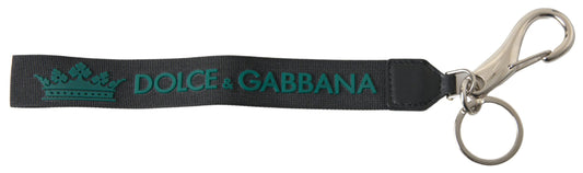 Dolce &amp; Gabbana – Schlüsselanhänger aus silberfarbenem Metall mit DG-Logo in Schwarz
