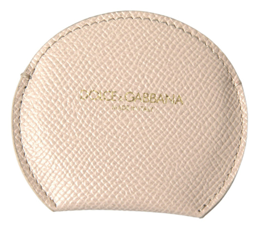 Dolce &amp; Gabbana – Handspiegelhalter aus Kalbsleder mit rundem Logo in Beige