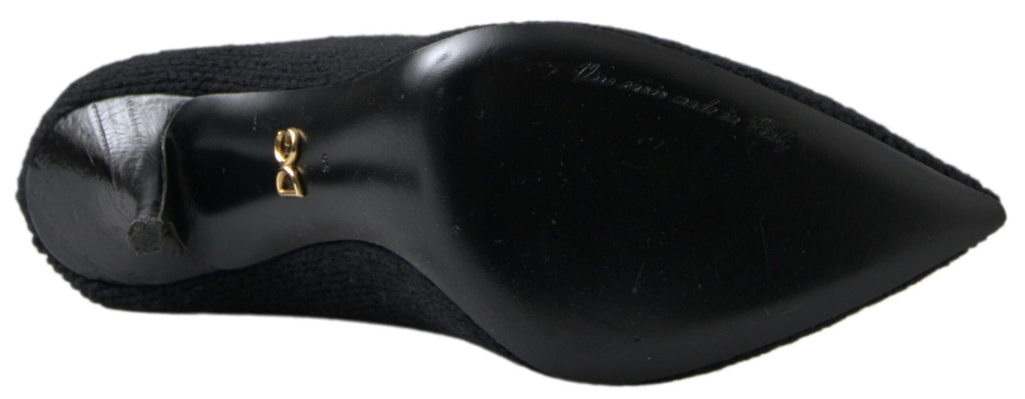 Dolce &amp; Gabbana – Schwarze Stiefeletten mit Stilettoabsatz und mittlerer Wade für Damen