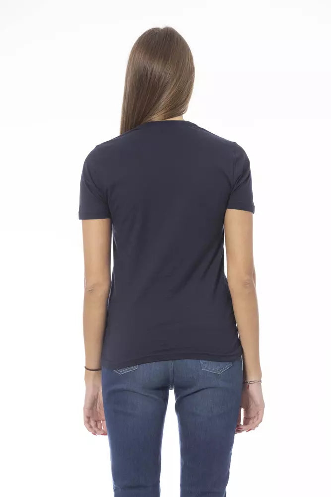 Baldinini Trend Blaues Baumwoll-T-Shirt für Damen