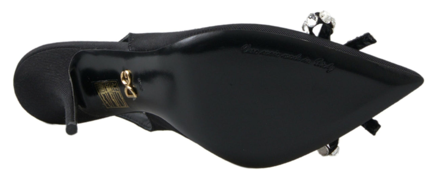 Dolce &amp; Gabbana – Schwarze Schuhe mit Slingback-Absatz und Kristallverzierung