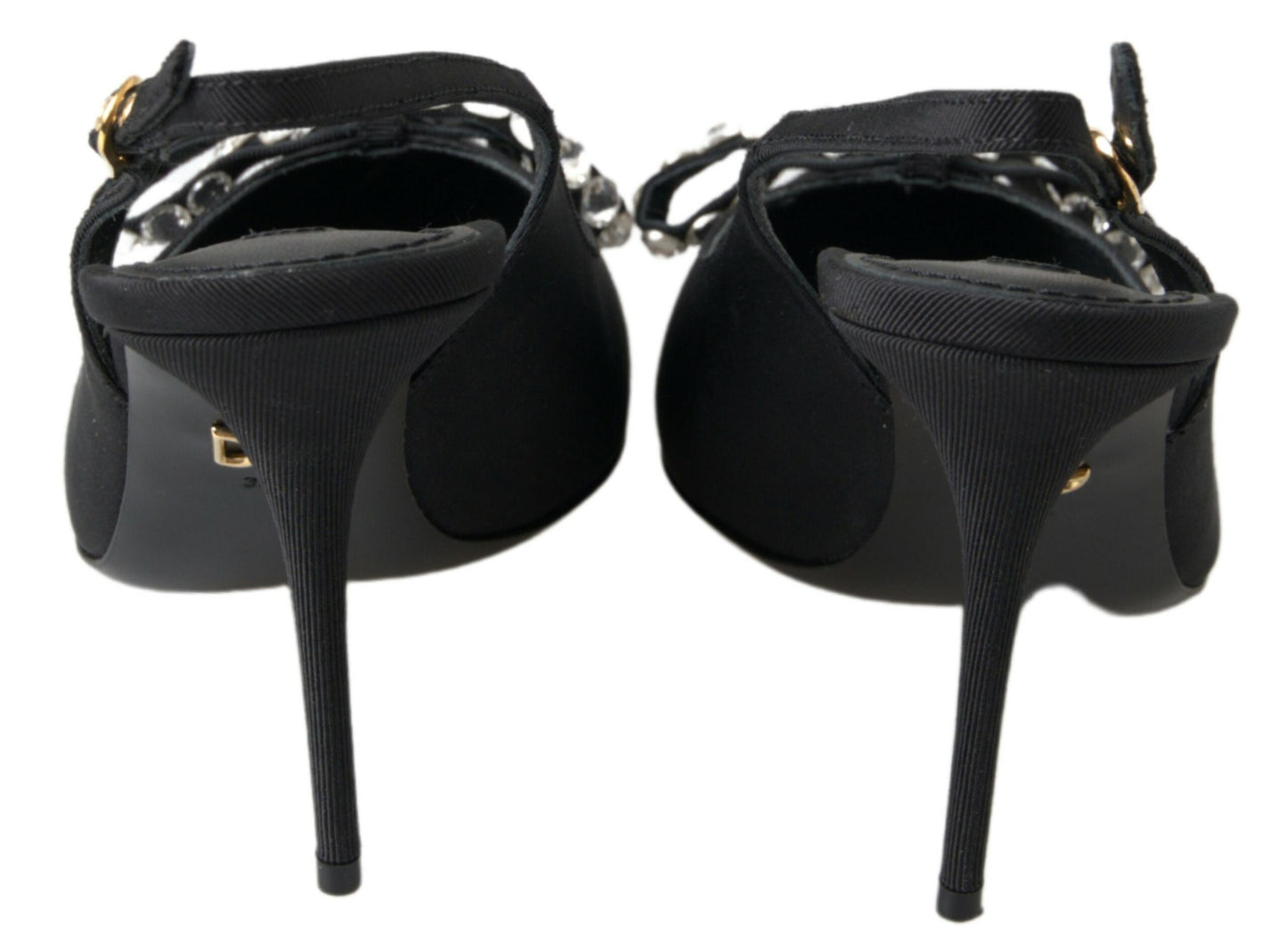 Dolce &amp; Gabbana – Schwarze Schuhe mit Slingback-Absatz und Kristallverzierung