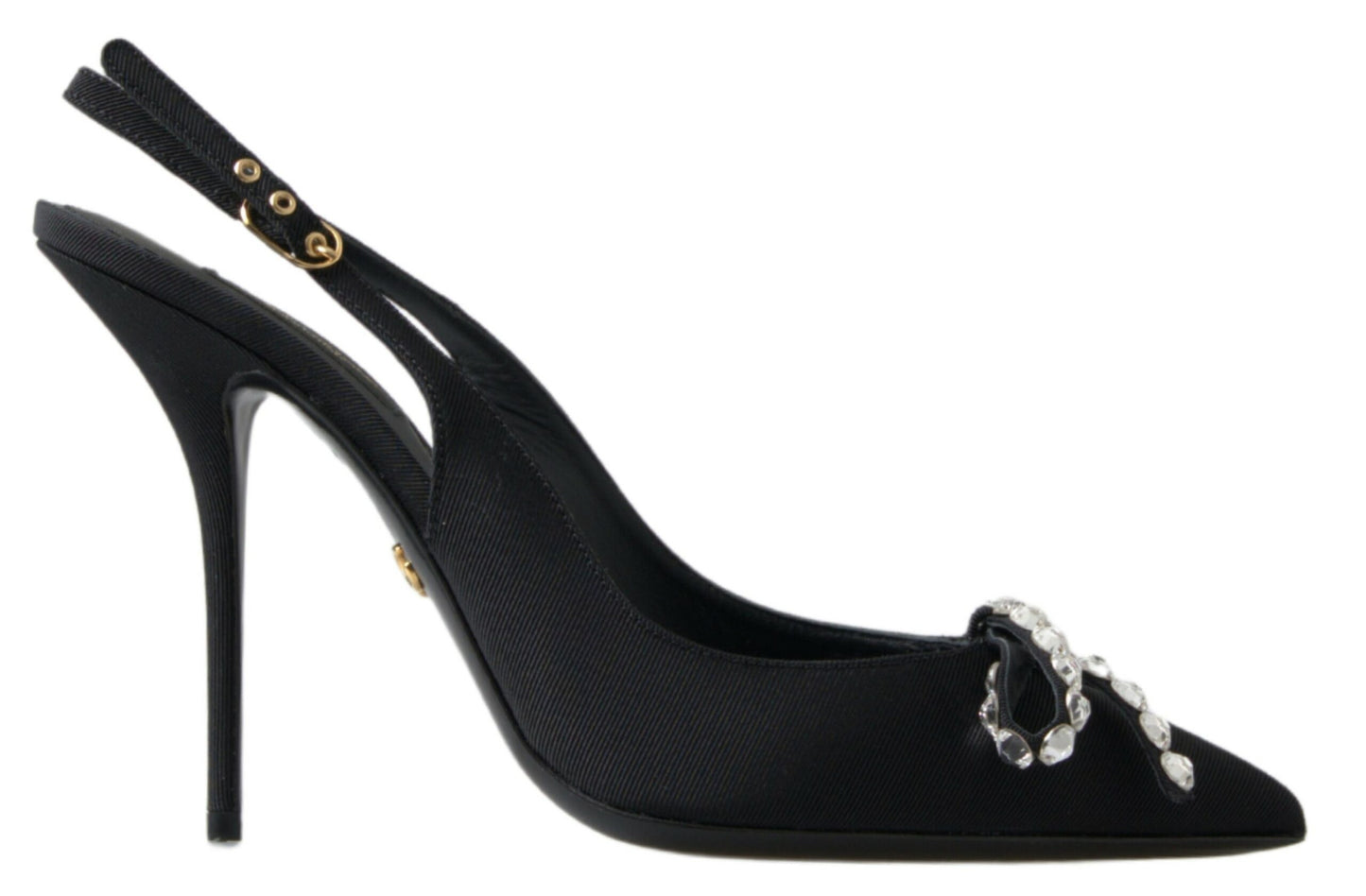 Dolce &amp; Gabbana – Schwarze Schuhe mit Slingback-Absatz und Kristallverzierung