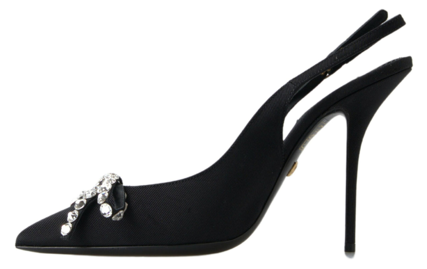 Dolce &amp; Gabbana – Schwarze Schuhe mit Slingback-Absatz und Kristallverzierung