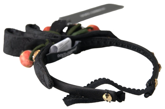 Dolce & Gabbana Schwarzes Tiara-Diadem-Stirnband mit mehrfarbigem Feigenfrucht-Kristall