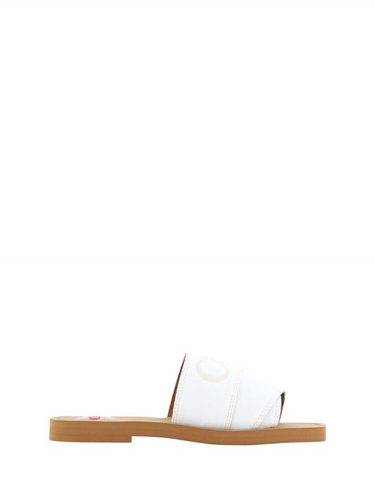 Chloé Elegante weiße Baumwoll-Sandalen