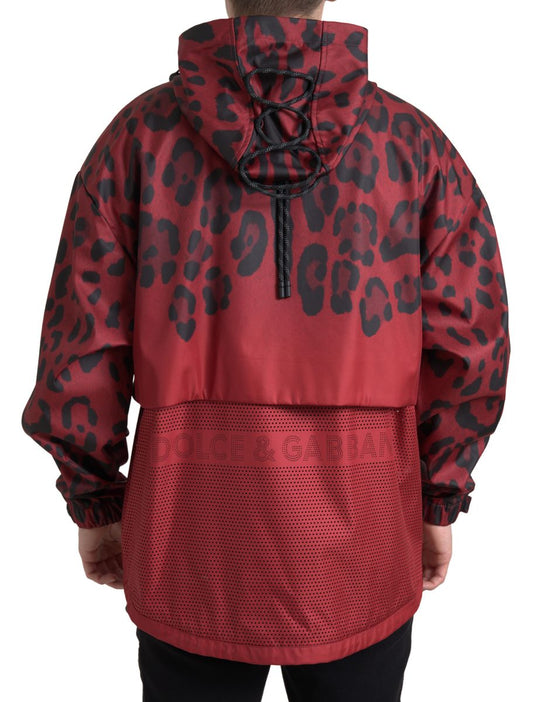 Dolce &amp; Gabbana – Regenjacke mit Kapuze und rotem Leopardenmuster