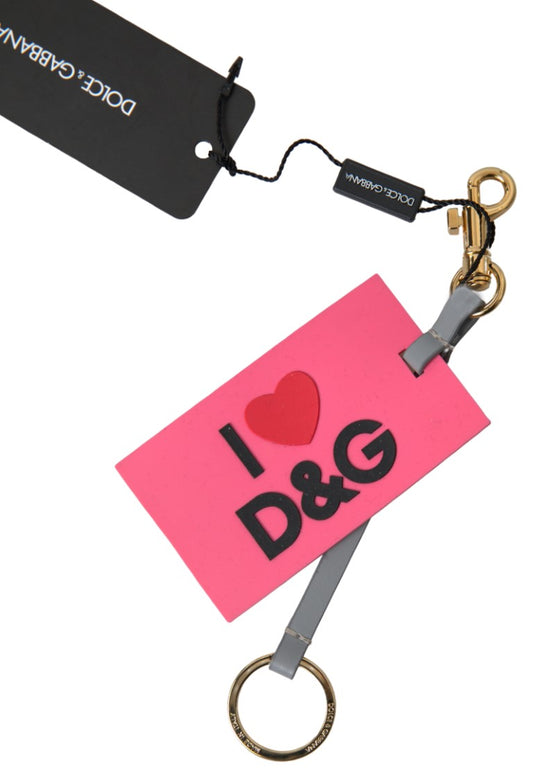 Dolce & Gabbana Pink Silikon DG Logo Gold Messing Schlüsselanhänger Damen Schlüsselanhänger