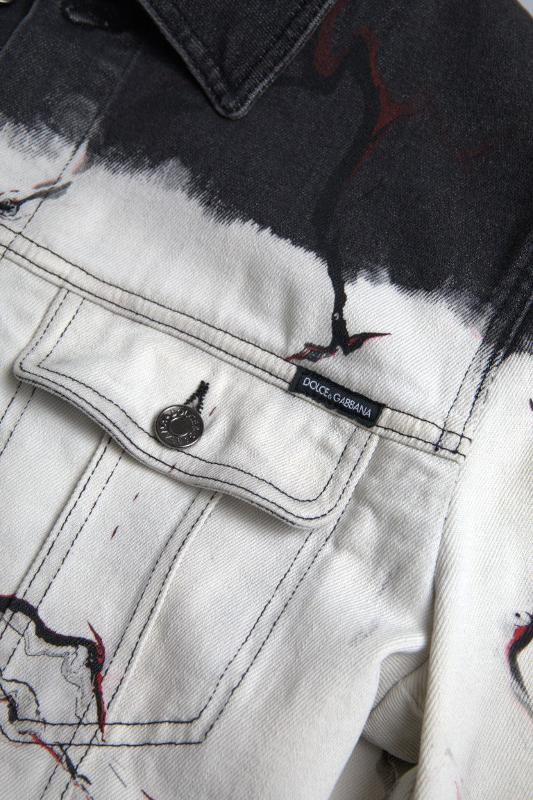 Dolce &amp; Gabbana – Mehrfarbige Jeansjacke aus Baumwolle mit Kragen