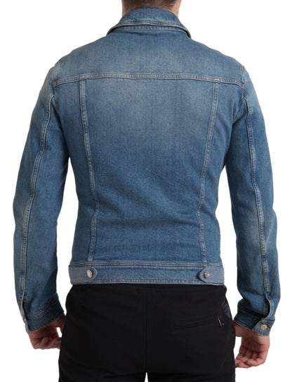 Dolce &amp; Gabbana Blaue Stretch-Jeansjacke aus gewaschener Baumwolle für Herren