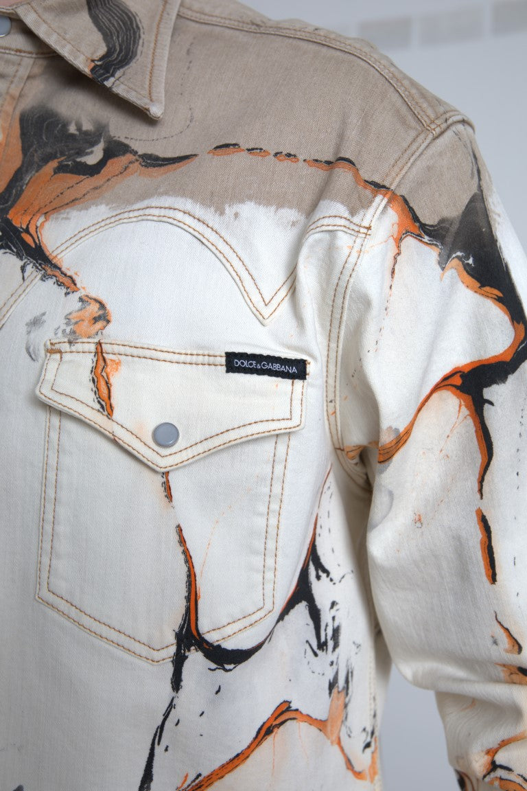 Dolce &amp; Gabbana Mehrfarbiges Jeanshemd aus Baumwolle mit Kragen