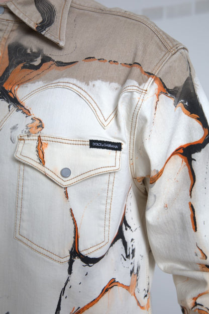 Dolce &amp; Gabbana Mehrfarbiges Jeanshemd aus Baumwolle mit Kragen