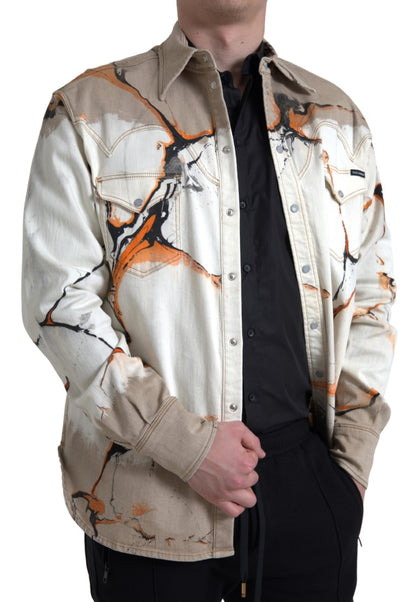 Dolce &amp; Gabbana Mehrfarbiges Jeanshemd aus Baumwolle mit Kragen