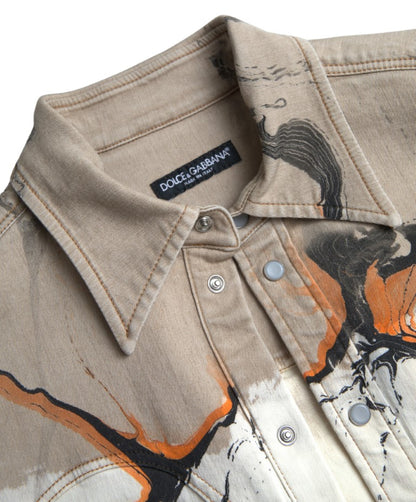 Dolce &amp; Gabbana Mehrfarbiges Jeanshemd aus Baumwolle mit Kragen
