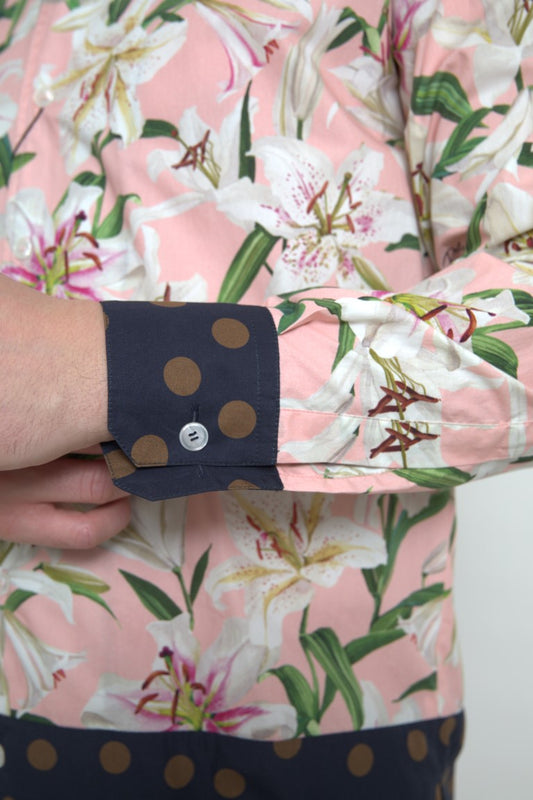 Dolce &amp; Gabbana – Baumwollhemd mit gepunktetem Lilien-Print und Kragen
