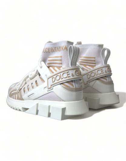 جوارب دولتشي آند غابانا بيضاء وبيج سورينتو أحذية رياضية