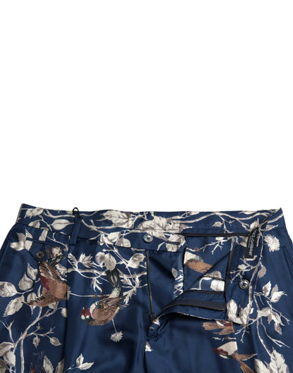 Dolce &amp; Gabbana – Blaue Bermudashorts aus Seide mit Blumendruck für Herren
