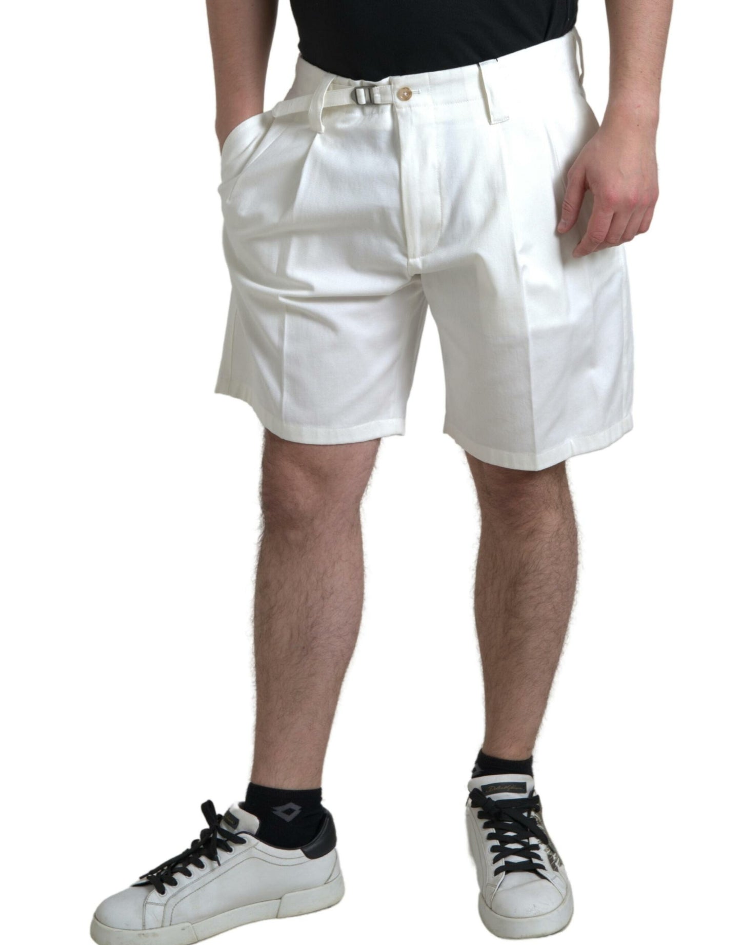 Dolce &amp; Gabbana – Bermudashorts aus weißem Baumwollstretch für Herren