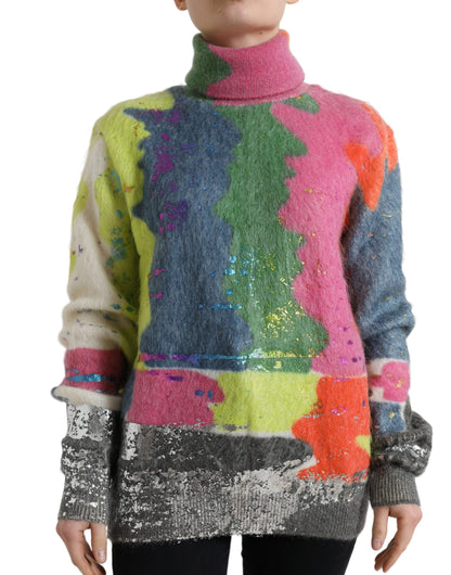 Dolce &amp; Gabbana Mehrfarbiger Rollkragenpullover aus Mohair