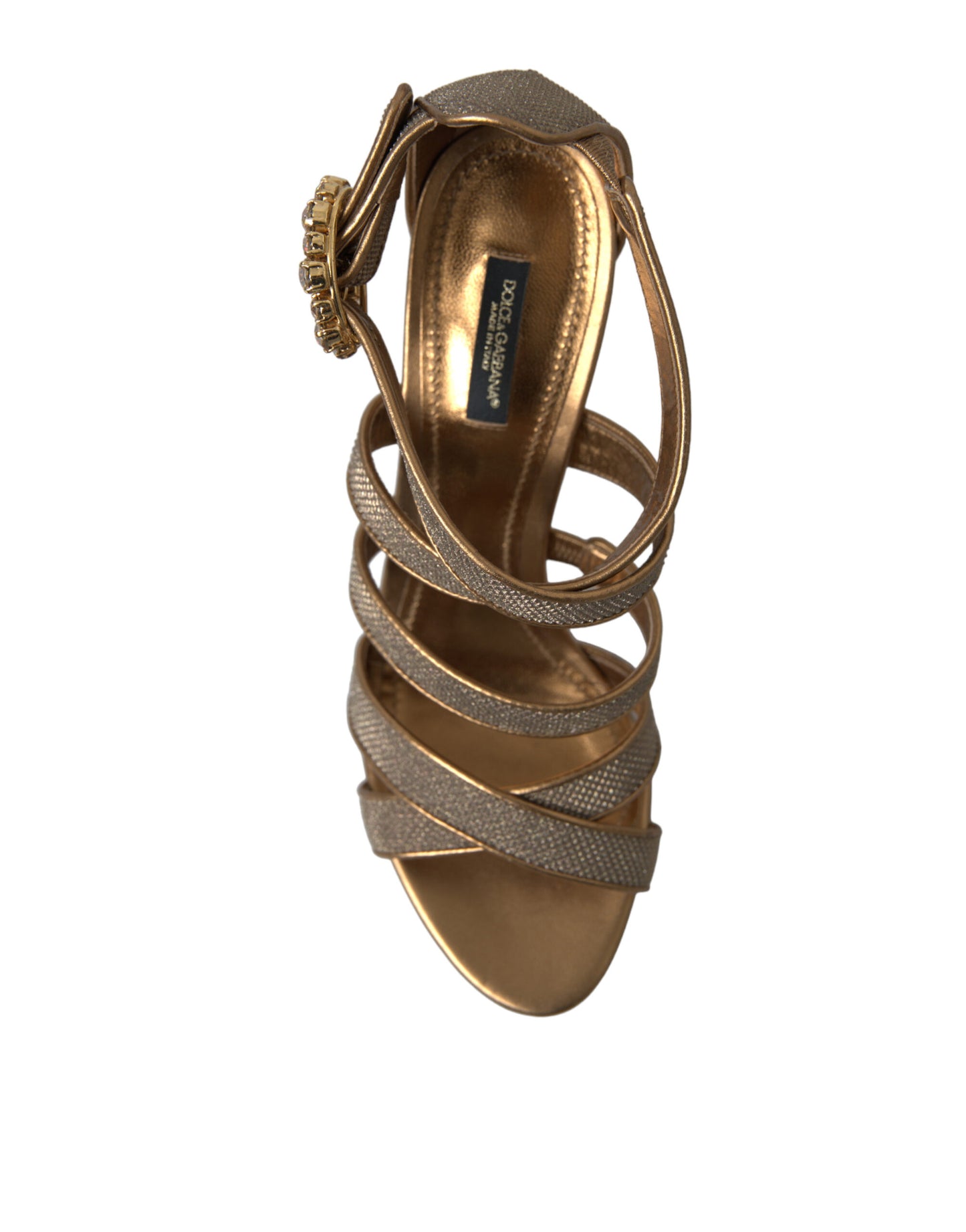 Dolce &amp; Gabbana Bronze Kristall Strap Heels Sandalen Schuhe