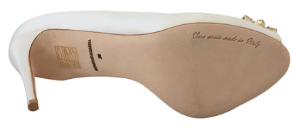Dolce &amp; Gabbana – Satin-Pumps mit Peeptoe-Absatz und weißen Kristallen