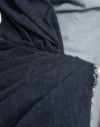 Dolce &amp; Gabbana – Blaues, zweifarbiges Denim-Minikleid im Patchwork-Stil