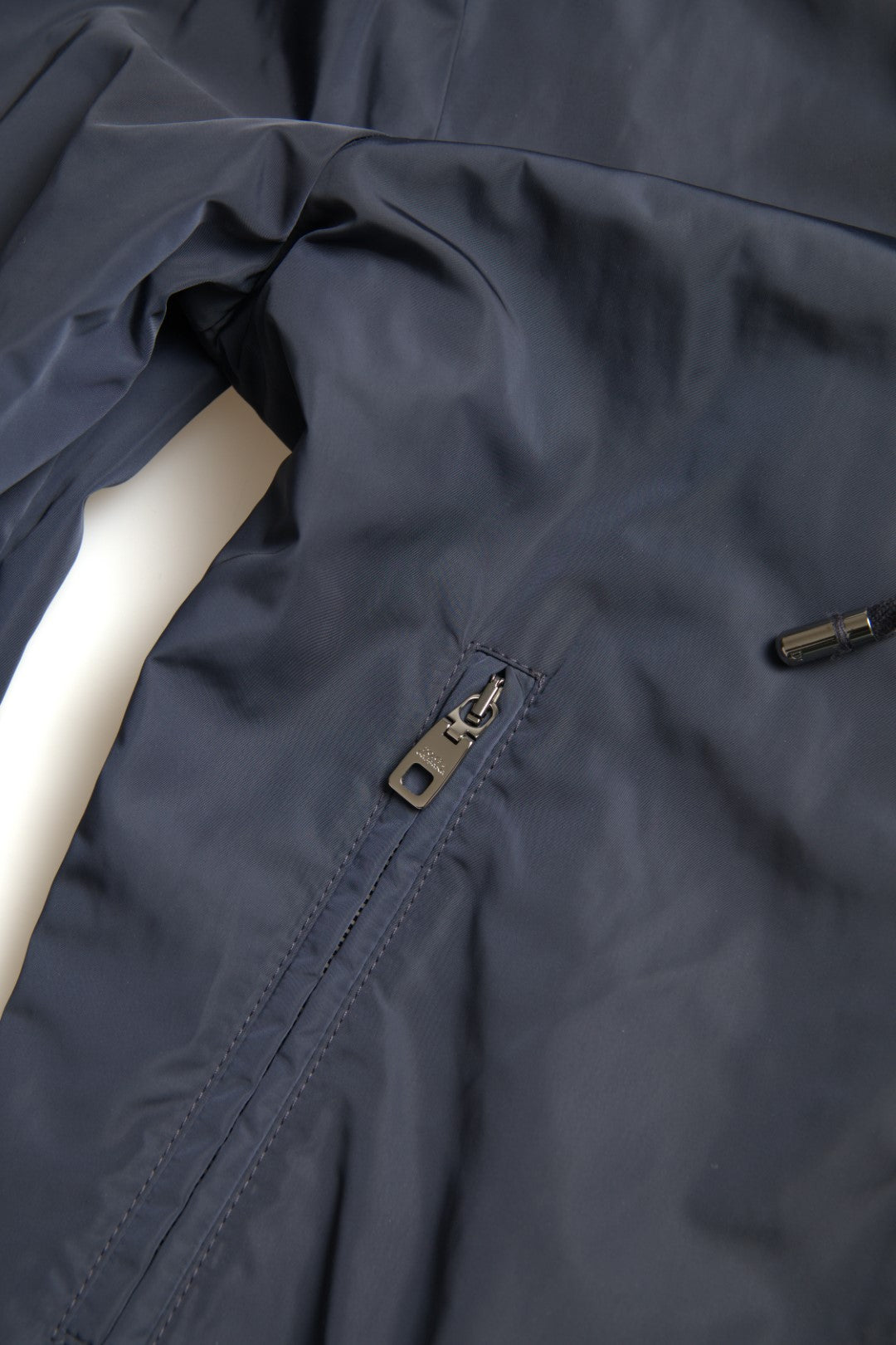 Dolce &amp; Gabbana – Blauer Polyesterpullover mit durchgehendem Reißverschluss und Logo