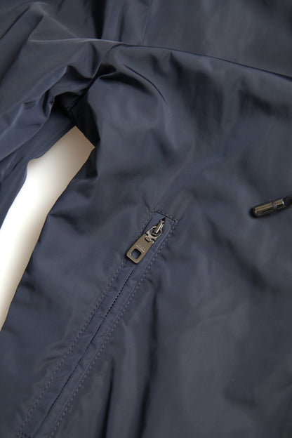 Dolce &amp; Gabbana – Blauer Polyesterpullover mit durchgehendem Reißverschluss und Logo