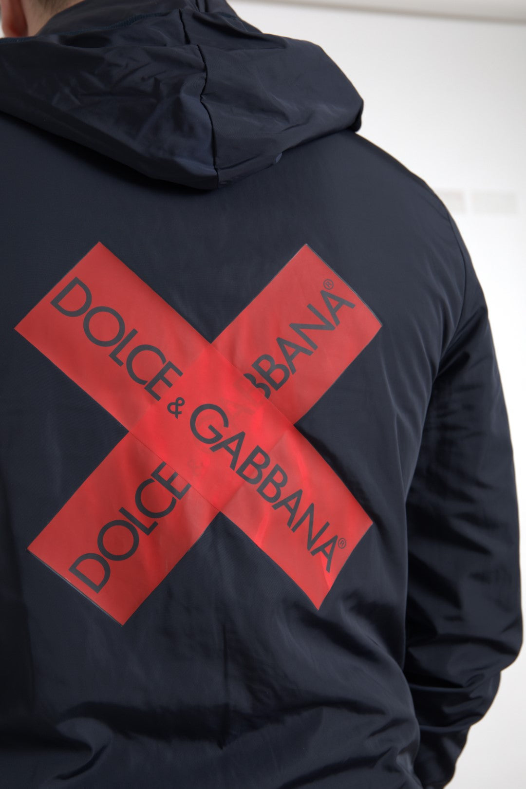Dolce &amp; Gabbana – Blauer Polyesterpullover mit durchgehendem Reißverschluss und Logo