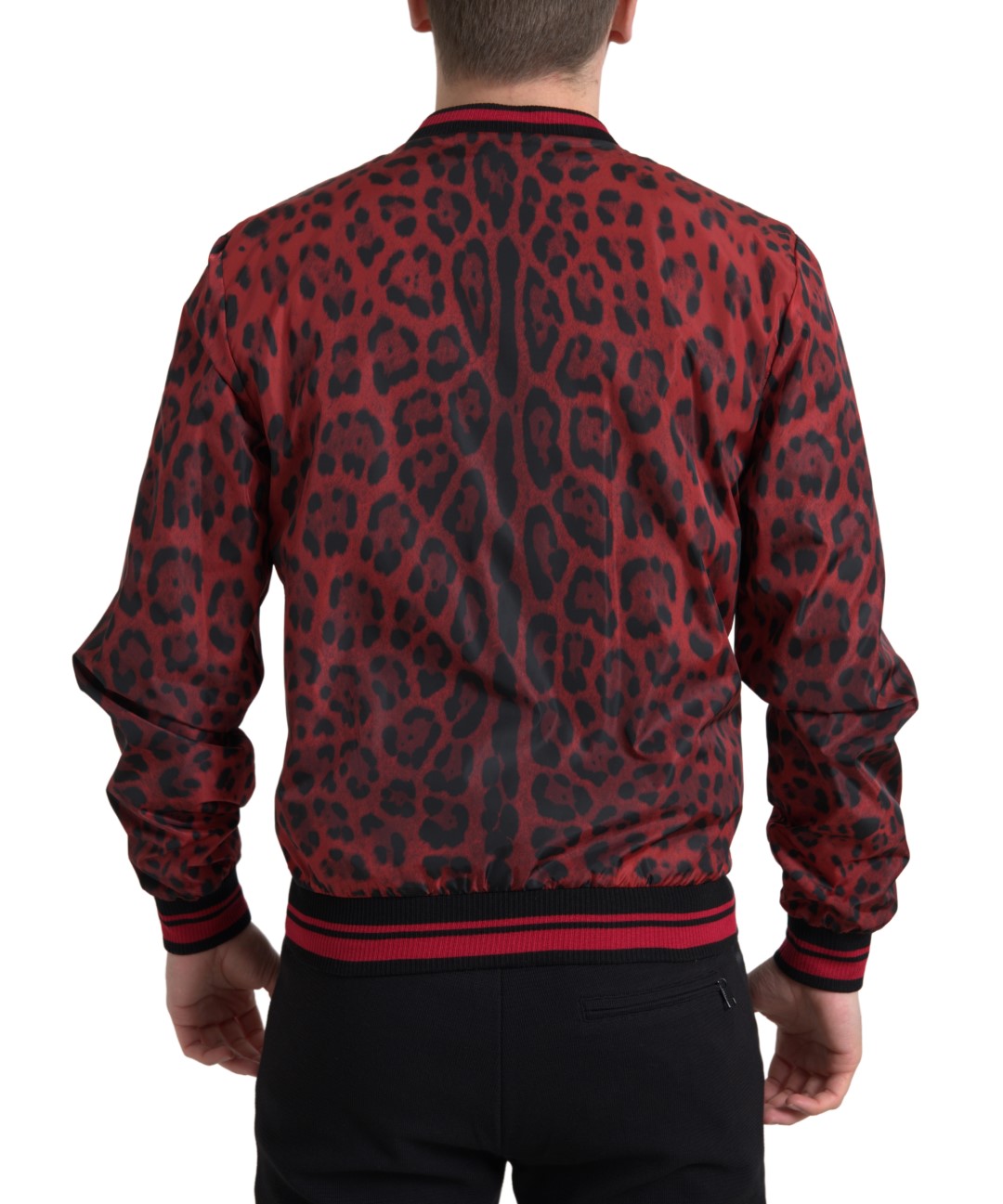Dolce &amp; Gabbana – Rote Bomber-Kurzmanteljacke mit Leopardenmuster