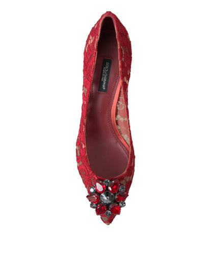 Dolce &amp; Gabbana Rote Taormina-Pumps mit Spitzenabsatz und Kristallen