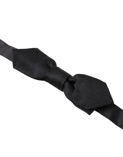 Dolce &amp; Gabbana – Schwarze, einfarbige Papillon-Fliege aus Seide mit verstellbarem Hals