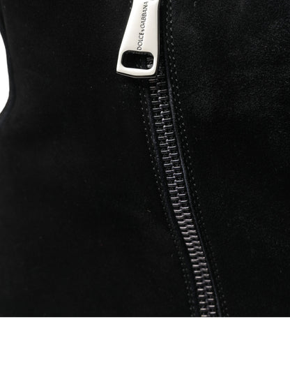 Dolce &amp; Gabbana Herren Stiefeletten aus schwarzem Wildleder mit mittlerer Wade