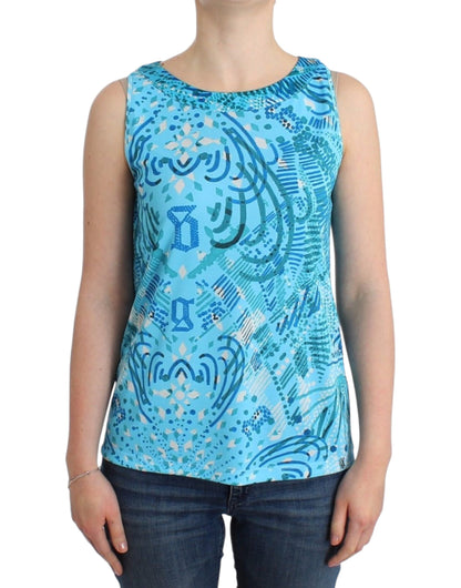 John Galliano Blaues bedrucktes Tanktop