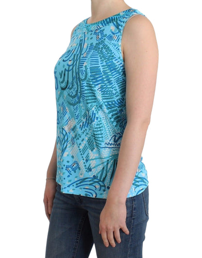 John Galliano Blaues bedrucktes Tanktop