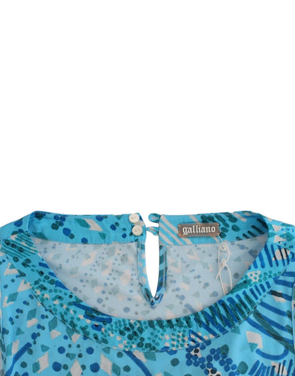 John Galliano Blaues bedrucktes Tanktop