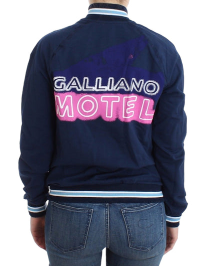 John Galliano Blaue Baumwoll-Strickjacke mit Reißverschluss