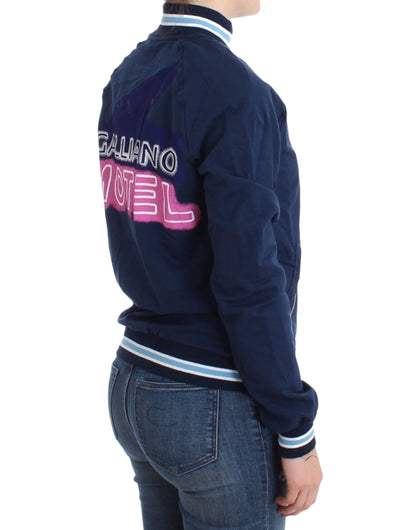 John Galliano Blaue Baumwoll-Strickjacke mit Reißverschluss