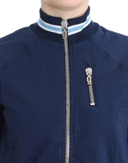 John Galliano Blaue Baumwoll-Strickjacke mit Reißverschluss
