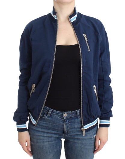 John Galliano Blaue Baumwoll-Strickjacke mit Reißverschluss