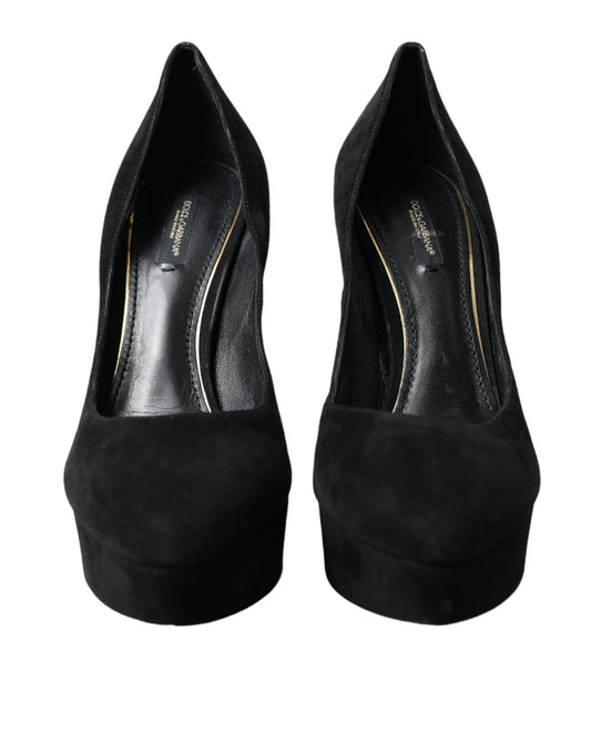 Dolce &amp; Gabbana – Pumps mit Plateauabsatz aus schwarzem Wildleder