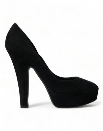 Dolce &amp; Gabbana – Pumps mit Plateauabsatz aus schwarzem Wildleder