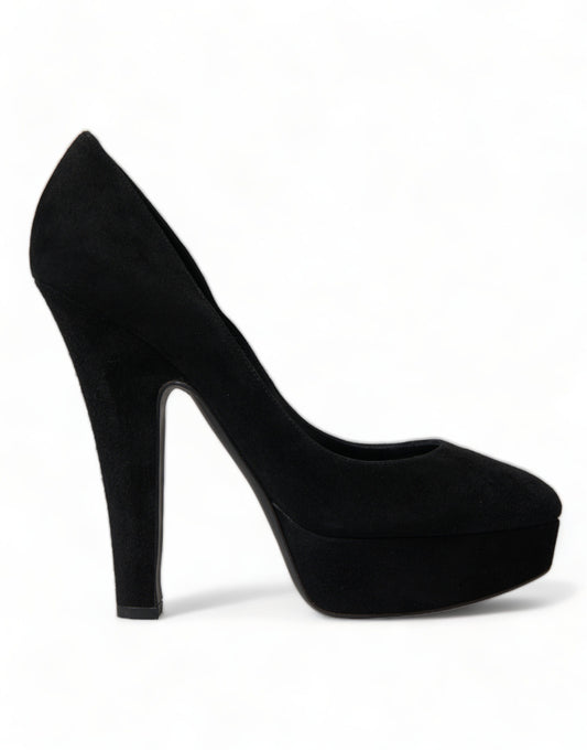 Dolce &amp; Gabbana – Pumps mit Plateauabsatz aus schwarzem Wildleder