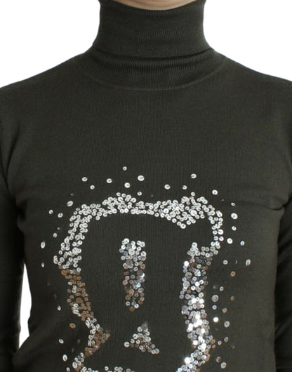 John Galliano Grüner Rollkragenpullover aus Wolle