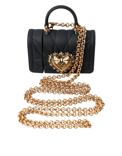 Dolce & Gabbana Black Silicone Devotion Heart Gold Chain Airpods Case