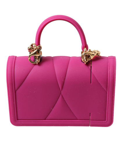 Dolce &amp; Gabbana Devotion Herztasche aus rosa Silikon mit goldener Kette für Airpods