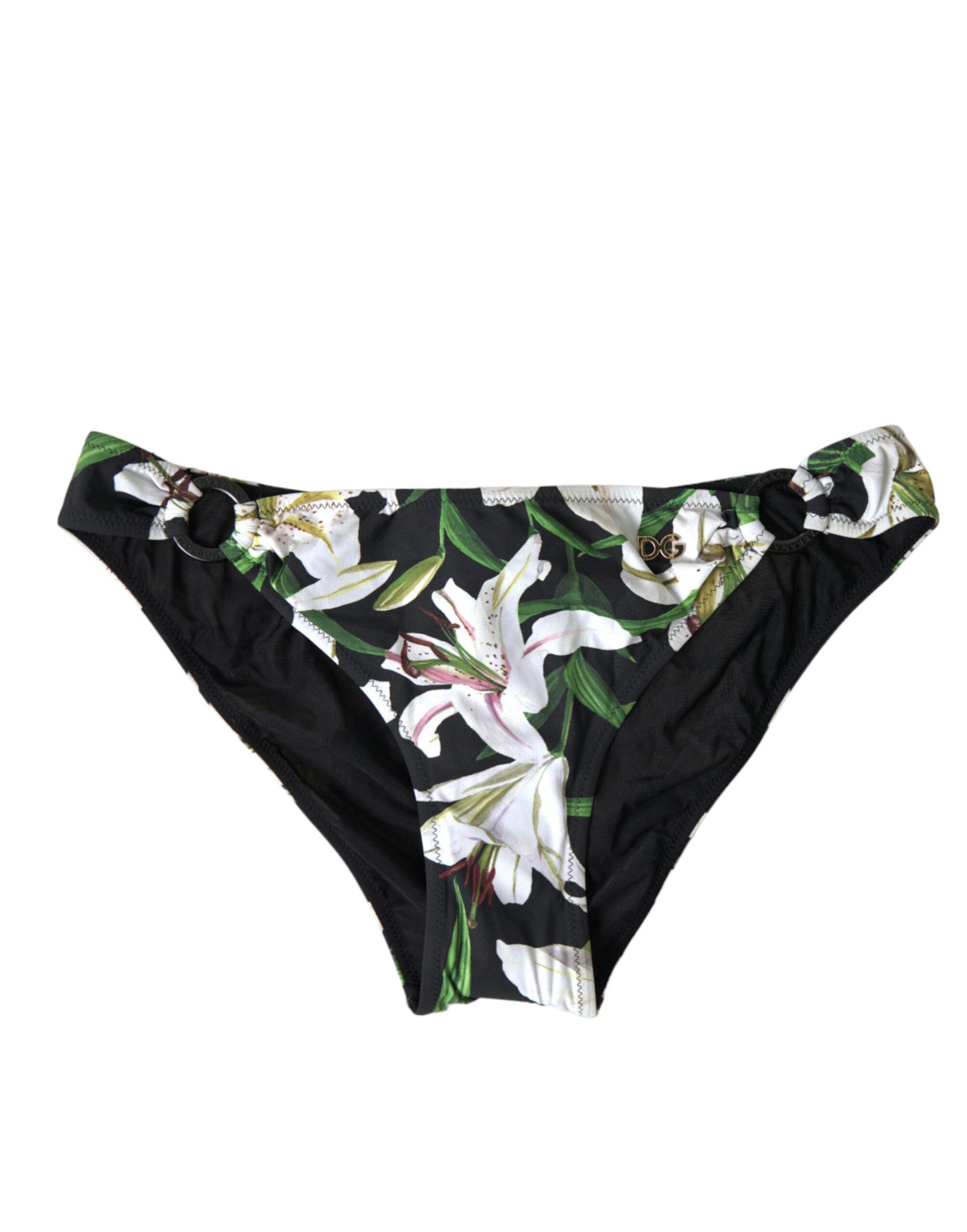 Dolce &amp; Gabbana Schwarzer Liliendruck Bademode Bottom Beachwear Bikini