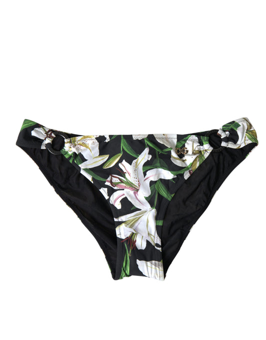 Dolce &amp; Gabbana Schwarzer Liliendruck Bademode Bottom Beachwear Bikini