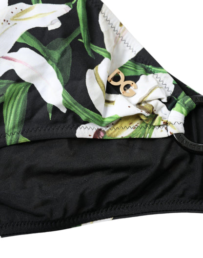 Dolce &amp; Gabbana Schwarzer Liliendruck Bademode Bottom Beachwear Bikini
