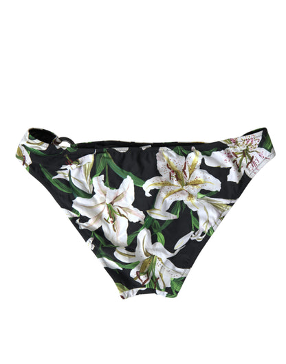 Dolce &amp; Gabbana Schwarzer Liliendruck Bademode Bottom Beachwear Bikini